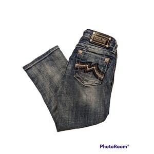 Miss Me Girl's Bling Pocket Denim Jeans Crop Capris Size 14